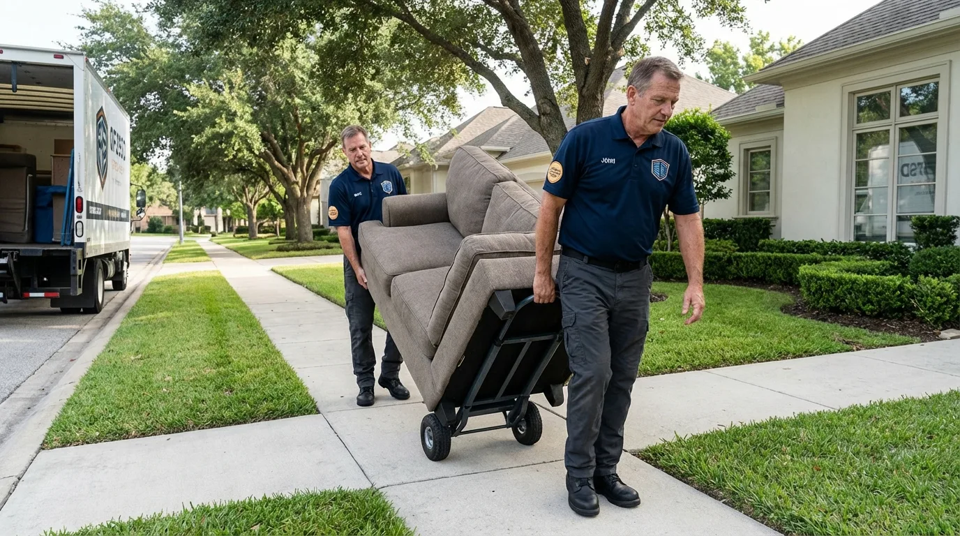 Local residential moving crew loading furniture in Wheeling, IL