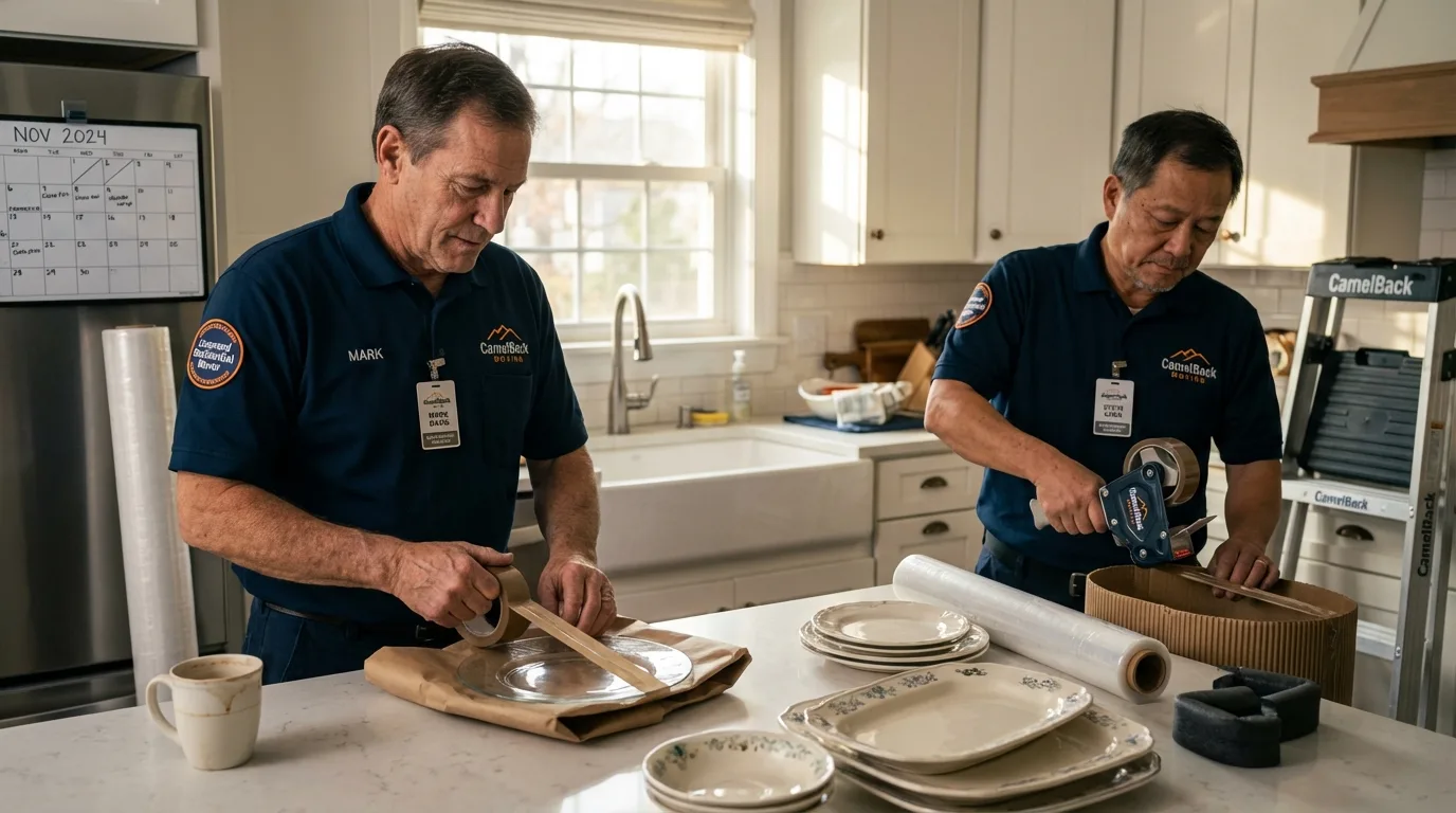 Professional crew packing kitchen dishware in Wheeling, IL